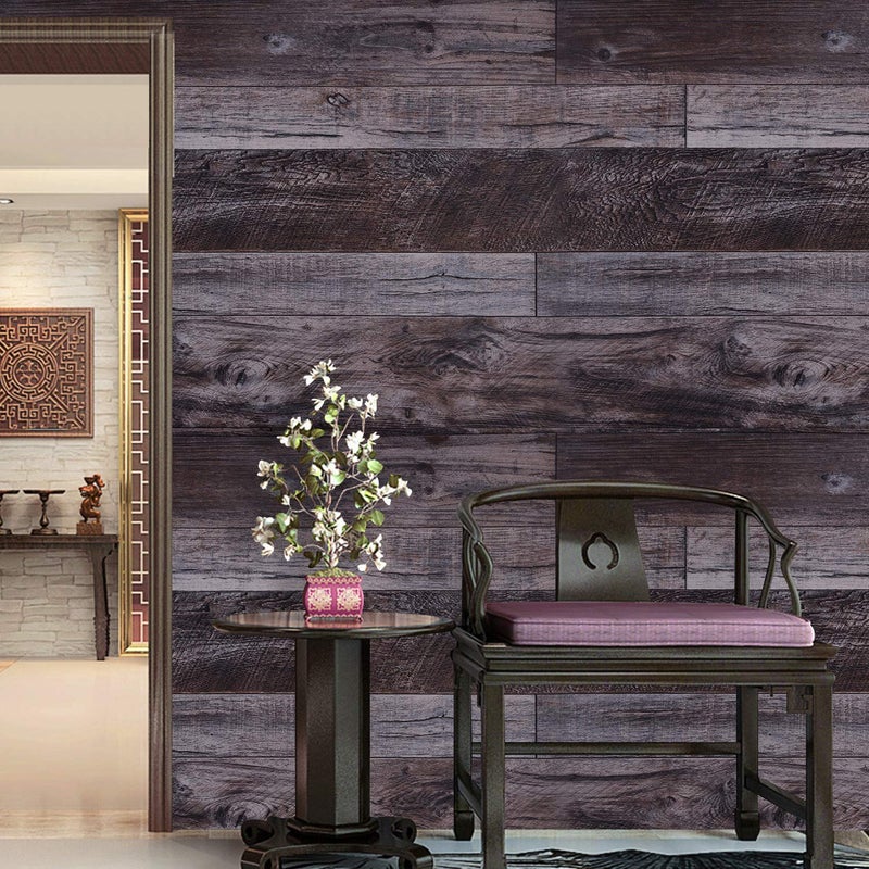 WENMER 17.71" x 118" Grey Wood Peel and Stick Shiplap Self-Adhesive Wallpaper Planks for Countertop, Cabinet, Shelf, Wall, Door - Image 4